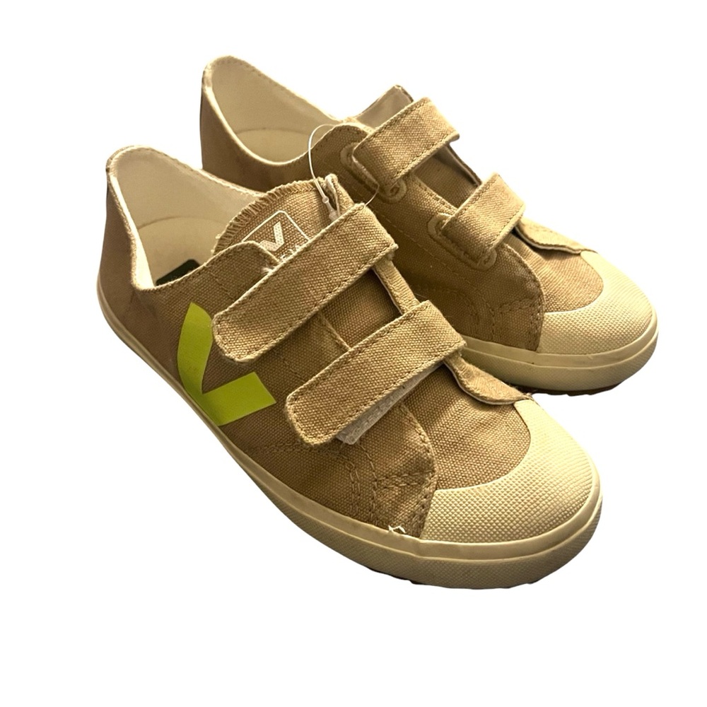 VEJA X bonpoint kids sneakers like new size 1 tan & neon